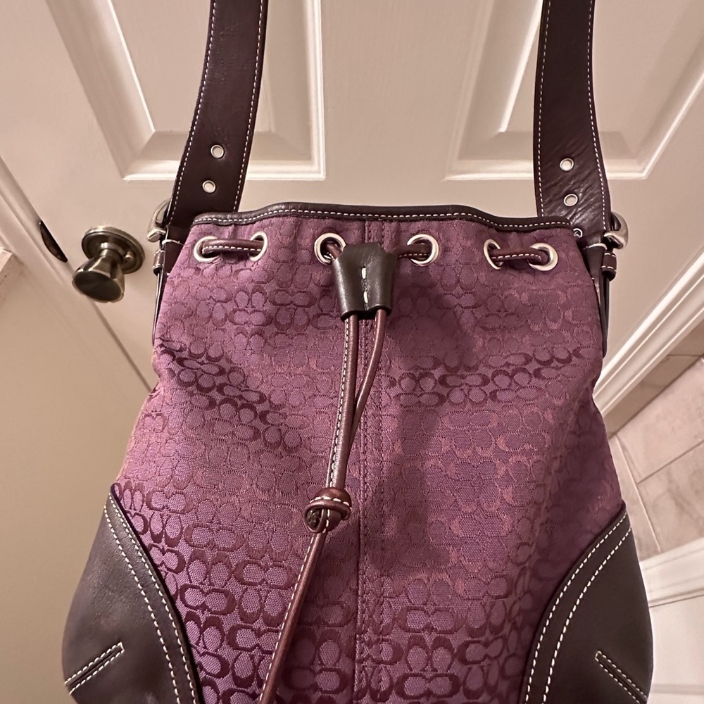 Coach Eggplant and Brown Shoulder Bag